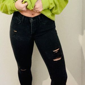 Distressed, black Levi’s